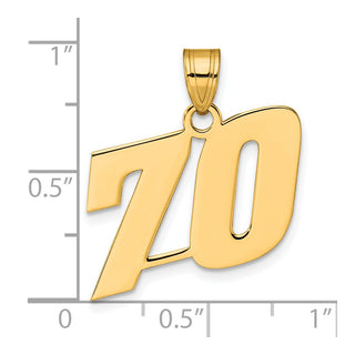 14k Yellow Gold Polished Block Number 70 Pendant