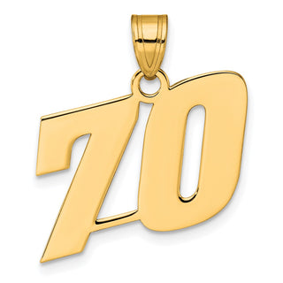 14k Yellow Gold Polished Block Number 70 Pendant