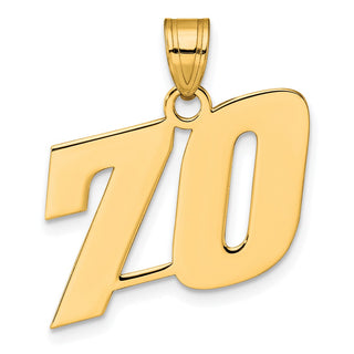 14k Yellow Gold Polished Block Number 70 Pendant