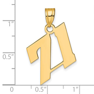 14k Yellow Gold Polished Block Number 71 Pendant