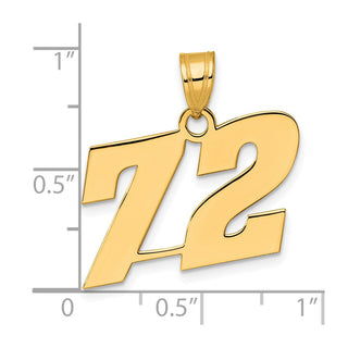 14k Yellow Gold Polished Block Number 72 Pendant