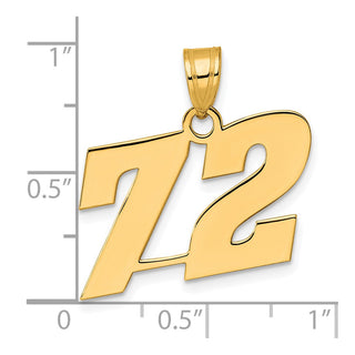 14k Yellow Gold Polished Block Number 72 Pendant