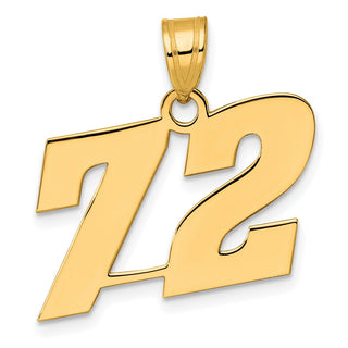 14k Yellow Gold Polished Block Number 72 Pendant