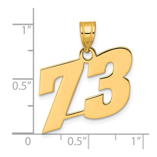 14k Yellow Gold Polished Block Number 73 Pendant