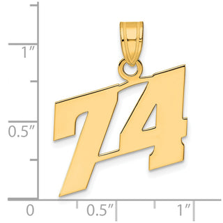 14k Yellow Gold Polished Block Number 74 Pendant