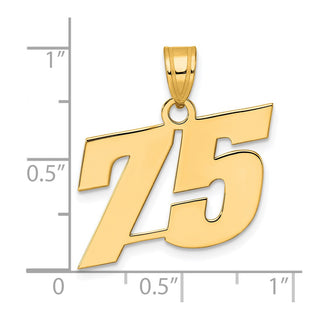 14k Yellow Gold Polished Block Number 75 Pendant