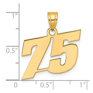 14k Yellow Gold Polished Block Number 75 Pendant