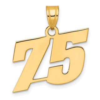 14k Yellow Gold Polished Block Number 75 Pendant