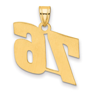14k Yellow Gold Polished Block Number 76 Pendant