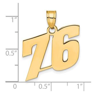 14k Yellow Gold Polished Block Number 76 Pendant