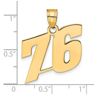 14k Yellow Gold Polished Block Number 76 Pendant