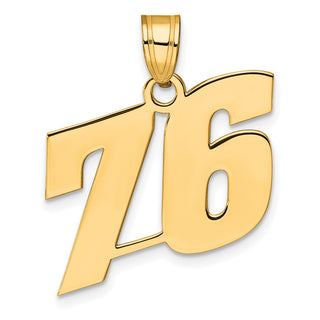 14k Yellow Gold Polished Block Number 76 Pendant