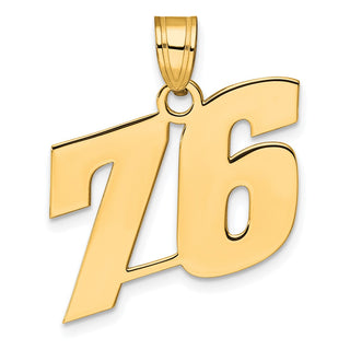 14k Yellow Gold Polished Block Number 76 Pendant