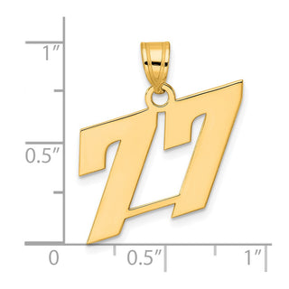 14k Yellow Gold Polished Block Number 77 Pendant