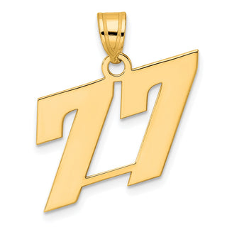 14k Yellow Gold Polished Block Number 77 Pendant