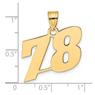 14k Yellow Gold Polished Block Number 78 Pendant