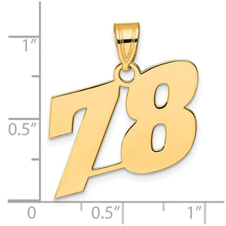 14k Yellow Gold Polished Block Number 78 Pendant
