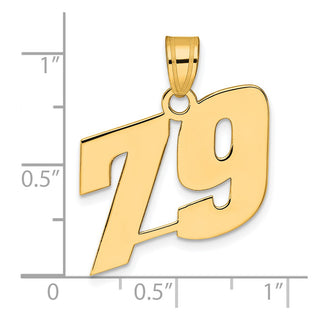 14k Yellow Gold Polished Block Number 79 Pendant