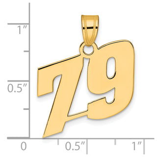 14k Yellow Gold Polished Block Number 79 Pendant