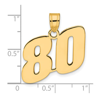 14k Yellow Gold Polished Block Number 80 Pendant