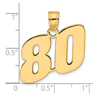 14k Yellow Gold Polished Block Number 80 Pendant