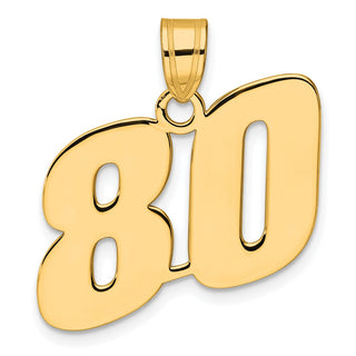 14k Yellow Gold Polished Block Number 80 Pendant