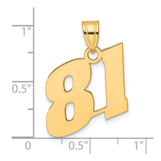 14k Yellow Gold Polished Block Number 81 Pendant