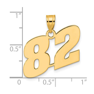 14k Yellow Gold Polished Block Number 82 Pendant