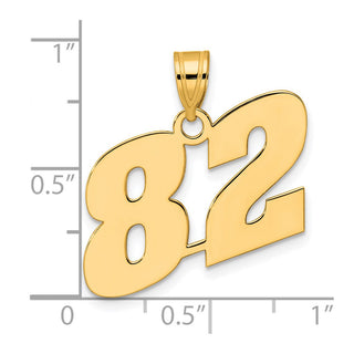 14k Yellow Gold Polished Block Number 82 Pendant