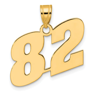 14k Yellow Gold Polished Block Number 82 Pendant