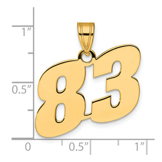 14k Yellow Gold Polished Block Number 83 Pendant