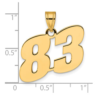 14k Yellow Gold Polished Block Number 83 Pendant