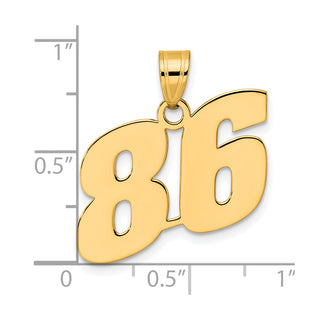 14k Yellow Gold Polished Block Number 86 Pendant