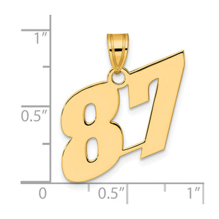 14k Yellow Gold Polished Block Number 87 Pendant