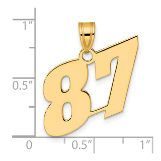 14k Yellow Gold Polished Block Number 87 Pendant