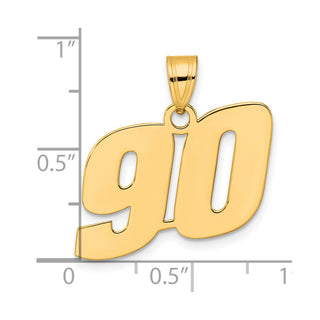 14k Yellow Gold Polished Block Number 90 Pendant