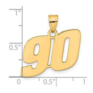 14k Yellow Gold Polished Block Number 90 Pendant