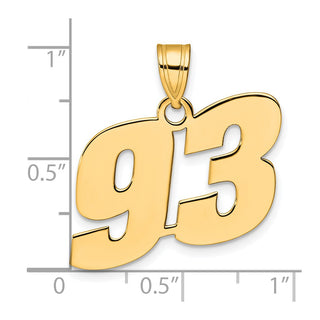14k Yellow Gold Polished Block Number 93 Pendant