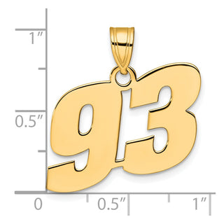14k Yellow Gold Polished Block Number 93 Pendant