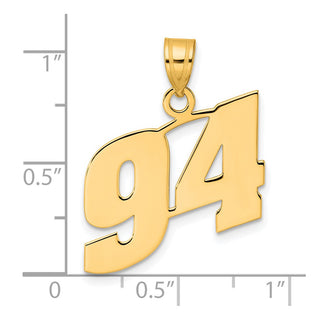 14k Yellow Gold Polished Block Number 94 Pendant