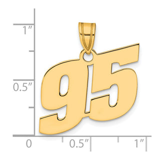 14k Yellow Gold Polished Block Number 95 Pendant