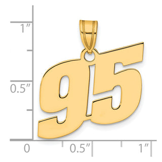 14k Yellow Gold Polished Block Number 95 Pendant