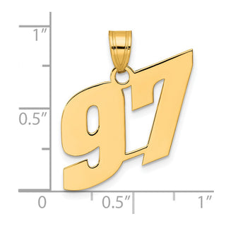 14k Yellow Gold Polished Block Number 97 Pendant