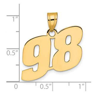 14k Yellow Gold Polished Block Number 98 Pendant
