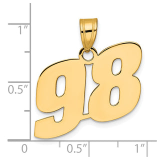 14k Yellow Gold Polished Block Number 98 Pendant