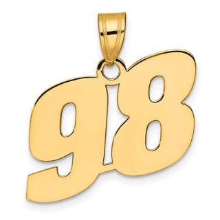 14k Yellow Gold Polished Block Number 98 Pendant