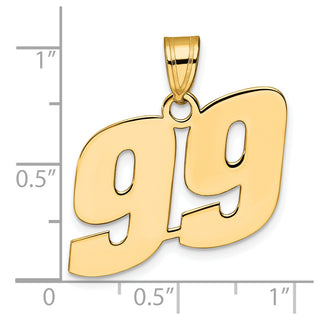 14k Yellow Gold Polished Block Number 99 Pendant