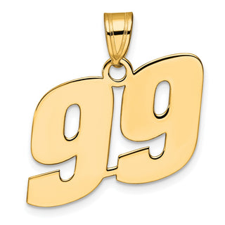 14k Yellow Gold Polished Block Number 99 Pendant