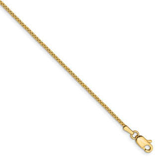 9" 14k Yellow Gold 1.05mm Box Chain Anklet