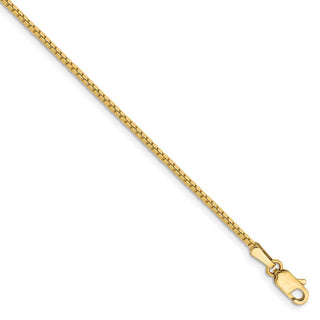 9" 14k Yellow Gold 1.3mm Box Chain Anklet